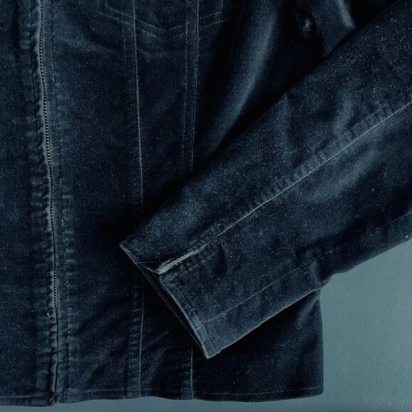 Coldwater Creek Black Velvet Feel Cotton Spandex Full Zip Jacket Size PM - Picture 7 of 10